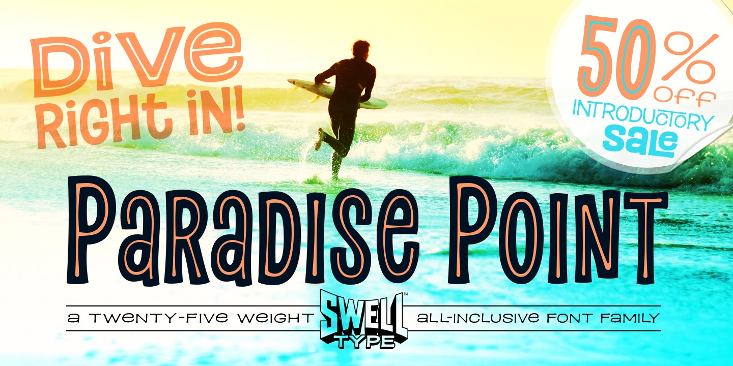 Пример шрифта Paradise Point Inline Extended